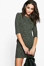 Boohoo Aly Animal Texture 3/4 Sleeved Bodycon Dress