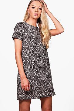 Boohoo Printed Shift Dress