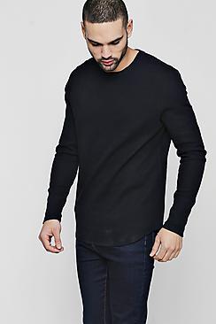 Boohoo Long Sleeve Waffle Knit T-shirt