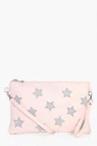 Boohoo Florence All Over Star Cross Body Bag Nude