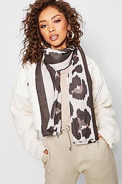 Boohoo Stripe & Leopard Heavyweight Scarf