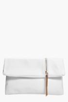 Boohoo Eloise Zip Detail Fold Over Clutch Bag White