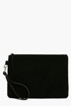 Boohoo Lucy Boutique Leather Zip Top Clutch Black