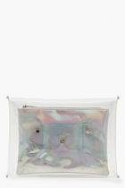 Boohoo Holographic Insert Clear Clutch