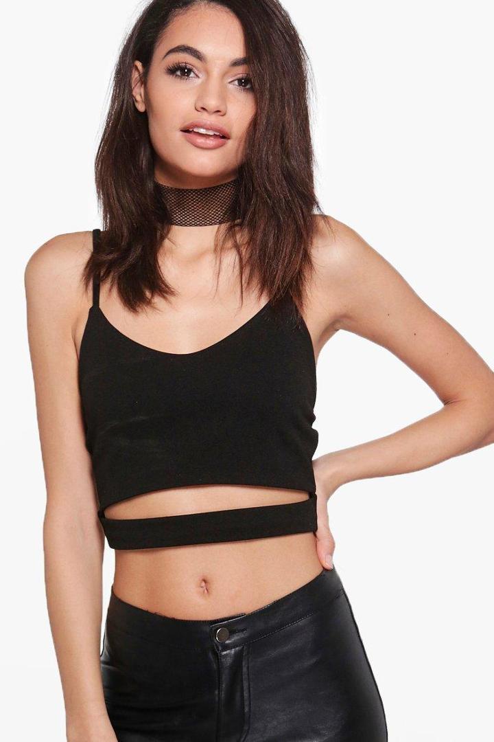 Boohoo Zoe Cut Out Waist Crop Black