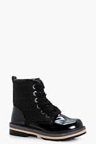 Boohoo Phoebe Woven Panel Chunky Hiker Boots