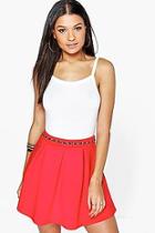 Boohoo Sophie Solid Colour Box Pleat Skater Skirt