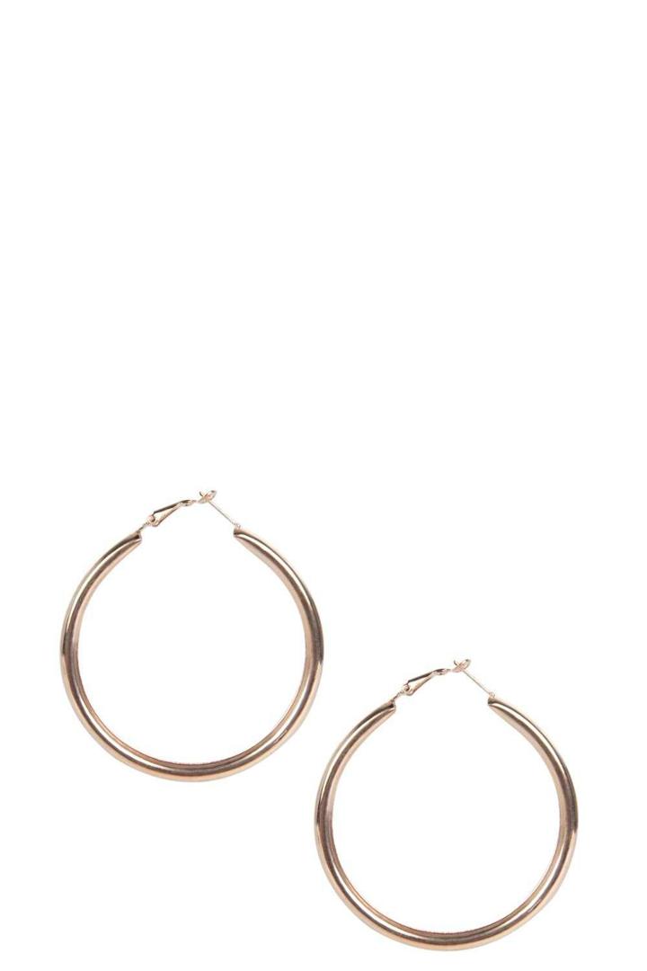 Boohoo Paige Chunky 5cm Hoop Earrings Gold