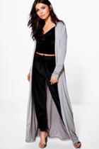 Boohoo Milly Slinky Belted Maxi Duster Grey
