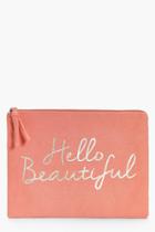 Boohoo Hello Beautiful Gold Foil Make Up Bag Pink