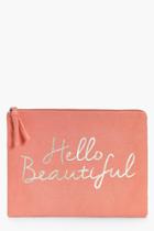 Boohoo Hello Beautiful Gold Foil Make Up Bag Pink