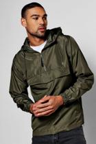 Boohoo Lightweight Over The Head Hooded Cagoule Khaki