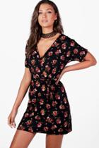 Boohoo Tall Holly Dark Floral Tea Dress Multi