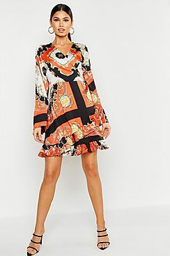 Boohoo Scarf Print Wrap Top