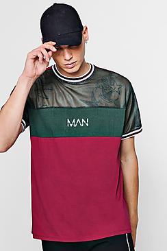 Boohoo Original Man Panel Colour Block Mesh T-shirt