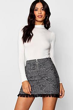 Boohoo Gracie Freyed Hem Woven Check Mini Skirt