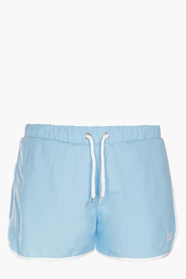 Boohoo Aqua Runner Short With Embroidery Aqua