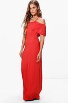 Boohoo Rebecca Cross Front Off Shoulder Maxi Dress