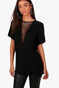 Boohoo Tall Chelsey Mesh Insert Tee