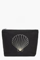 Boohoo Foil Shell Canvas Make Up Bag Black