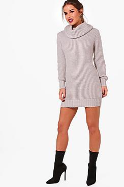 Boohoo Petite Oversized Soft Knit Cowl Neck Jumper