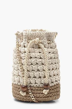 Boohoo Handmade Crochet Bead Bucket Cross Body
