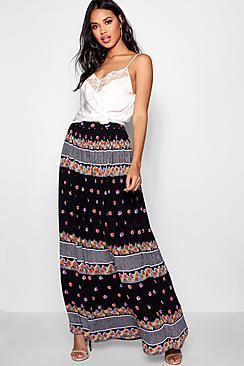 Boohoo Megan Cheesecloth Printed Maxi Skirt