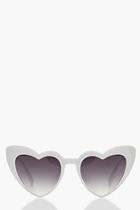 Boohoo Oversized White Heart Shape Sunglasses