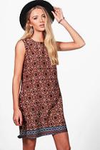 Boohoo Poppy Sleeveless Printed Shirt Dress
