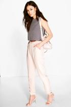 Boohoo Harper Turn Up Pocket Detail Relaxed Trousers Blush