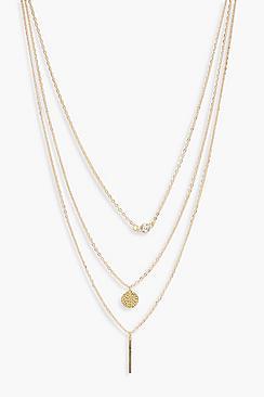 Boohoo Diamante & Coin Layered Necklace