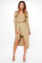 Boohoo Willow Wrap Tie Duster & Shorts Co-ord Olive