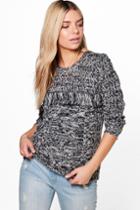 Boohoo Emma Tassel Trim Cable Knit Chunky Jumper Black