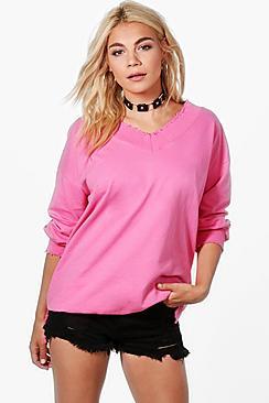 Boohoo Anna Oversized V-neck Sweatshirt