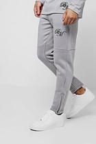 Boohoo Jersey Skinny Bm Joggers With Zip Detail