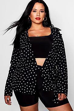 Boohoo Plus Louisa Polka Dot Blazer