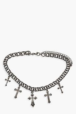 Boohoo Halloween Gun Metal Gothic Choker