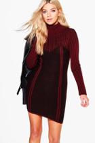Boohoo Georgia Rib Knit Bodycon Dress Wine