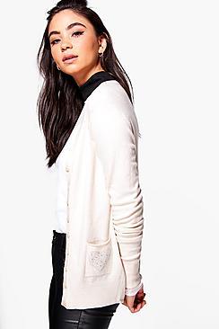 Boohoo Nicole Basic Crew Neck Cardigan