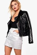 Boohoo Eva Silver Metallic Coated Denim Mini Skirt
