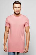Boohoo Longline Muscle T Shirt With Side Zip Pink