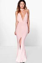 Boohoo Megan Neck Band Detail Plunge Maxi Dress