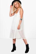 Boohoo Adrienne Strappy Dress Ecru