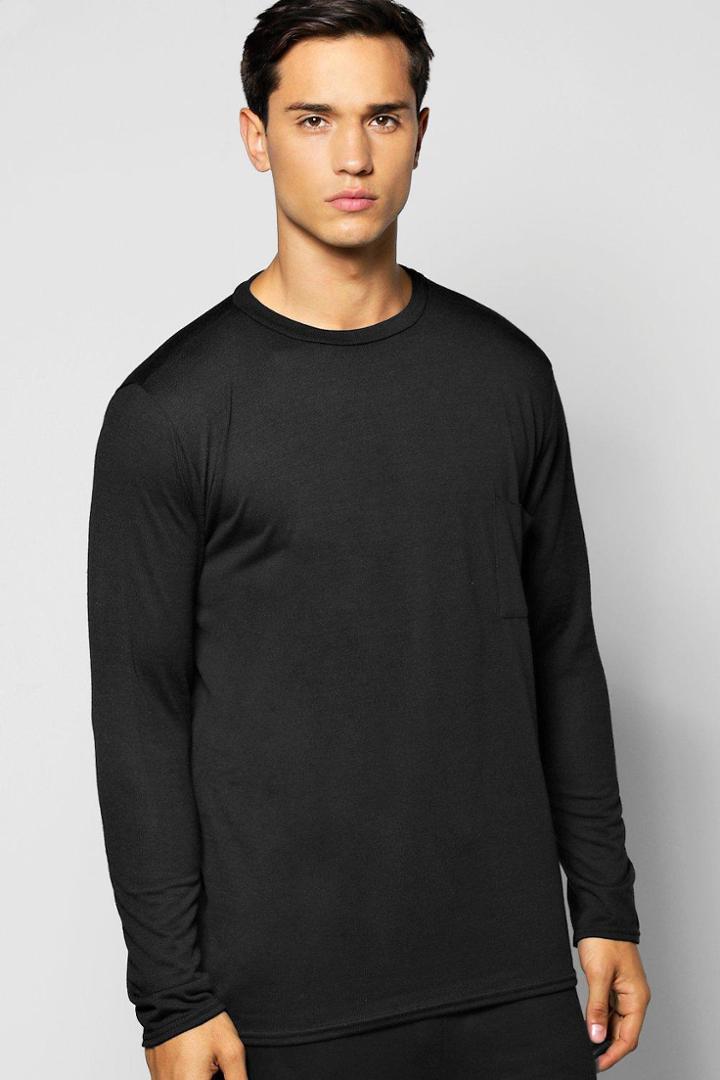 Boohoo Long Sleeve Crew Neck Knitted T Shirt Black