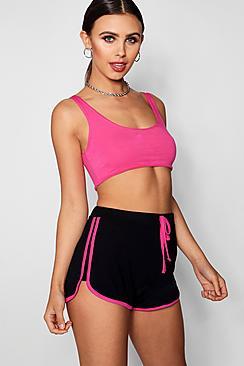 Boohoo Petite Justine Bright Trim Runner Shorts