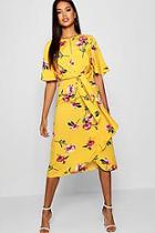 Boohoo Knot Front Floral Midaxi Shift Dress