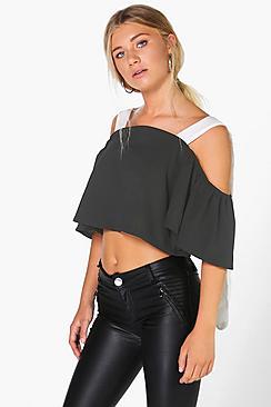 Boohoo Olivia Woven Mono Off The Shoulder Top