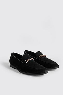 Boohoo Faux Suede Metal Snaffle Loafer