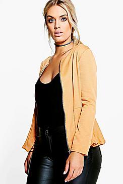 Boohoo Plus Teresa Zip Peplum Jacket