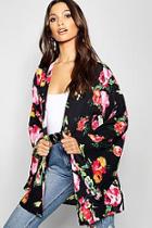 Boohoo Floral Wide Sleeve Kimono